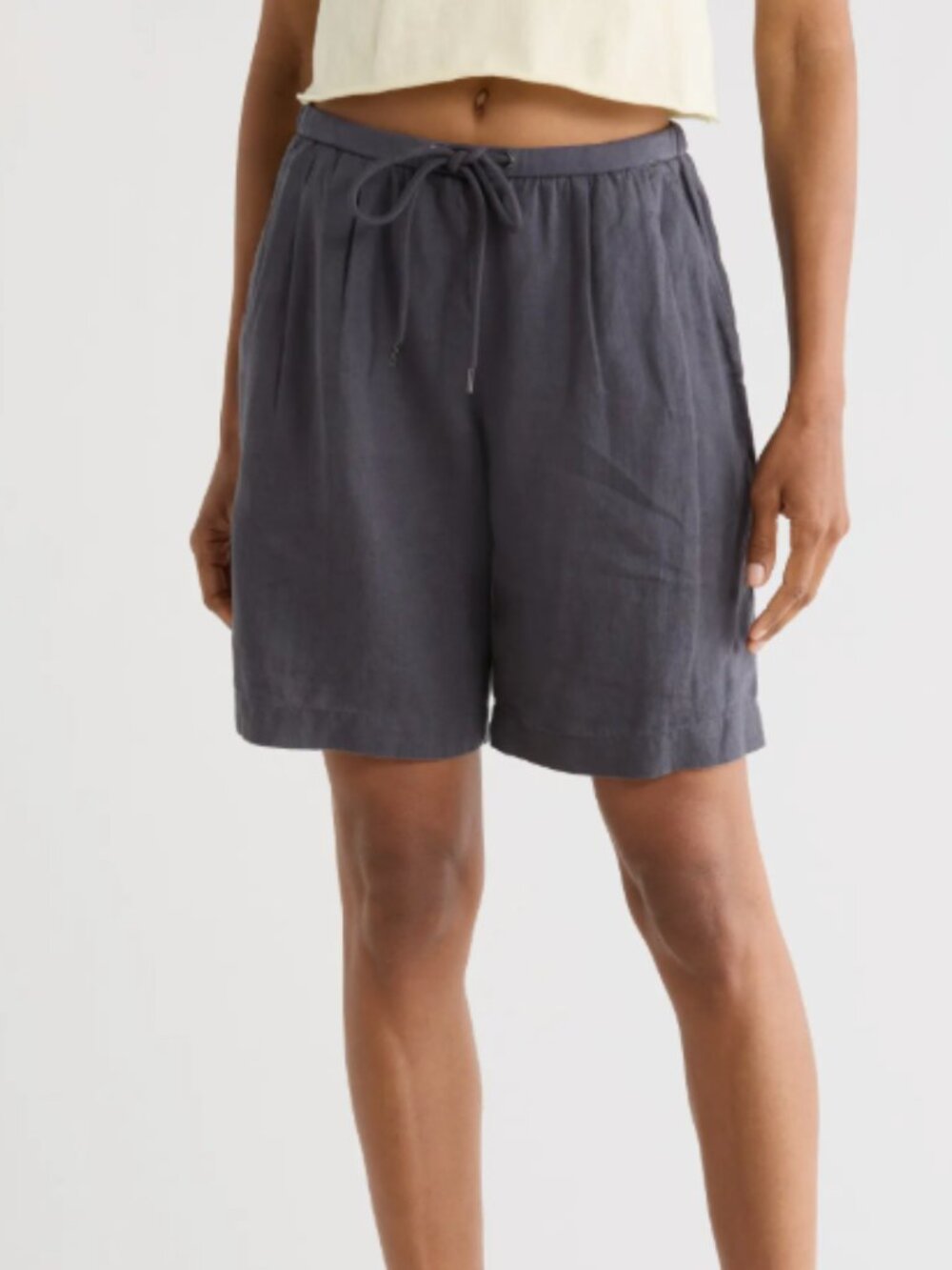 NWT James Perse Linen Bermuda Short Women's COLOR Asphalt SIZE 1